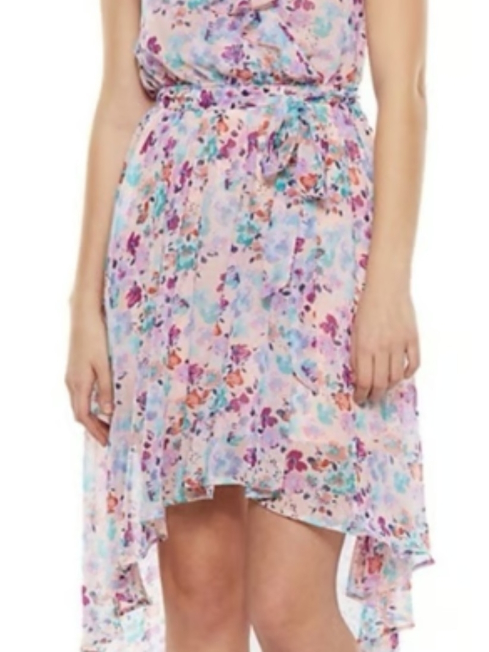 LC Lauren Conrad Pastel Pink Floral High-Low Dress